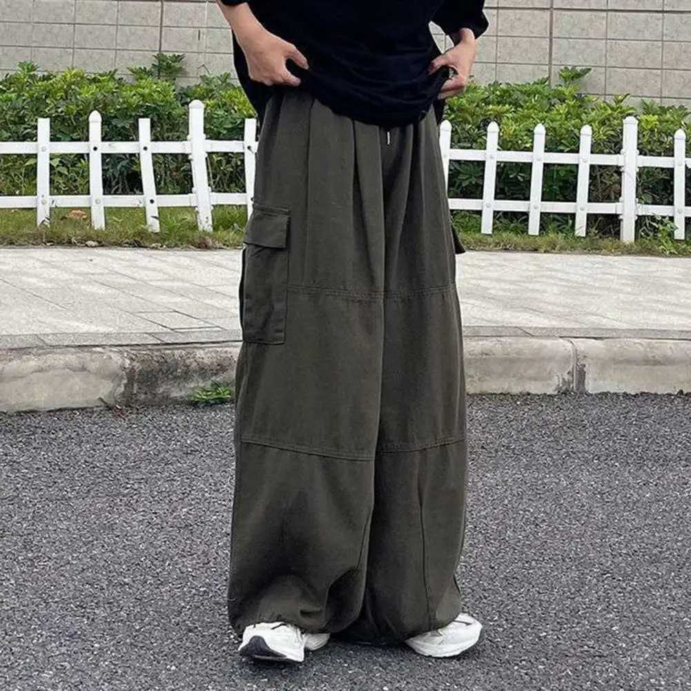 Trendy Cargo Pants Four Seasons Men Pants Elastic Waist Drcord Leg Opening Pants StreetwearX241023