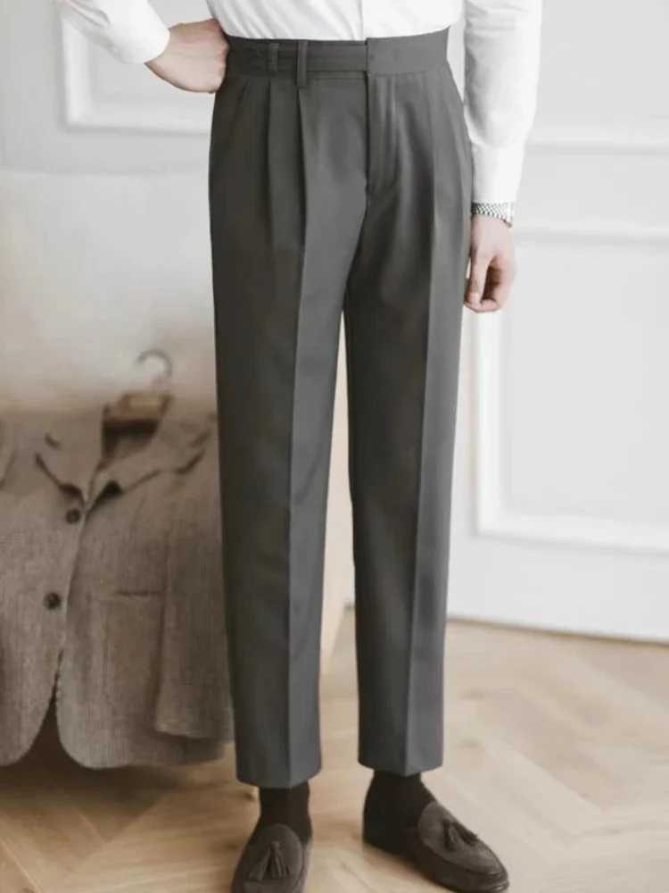 Fluid Mens Summer Pants 9 Cropped Solid Color Male Suit Trousers Draped Anti-wrinkle Formal Chinese Homme Dress New in Cheap UpX241023