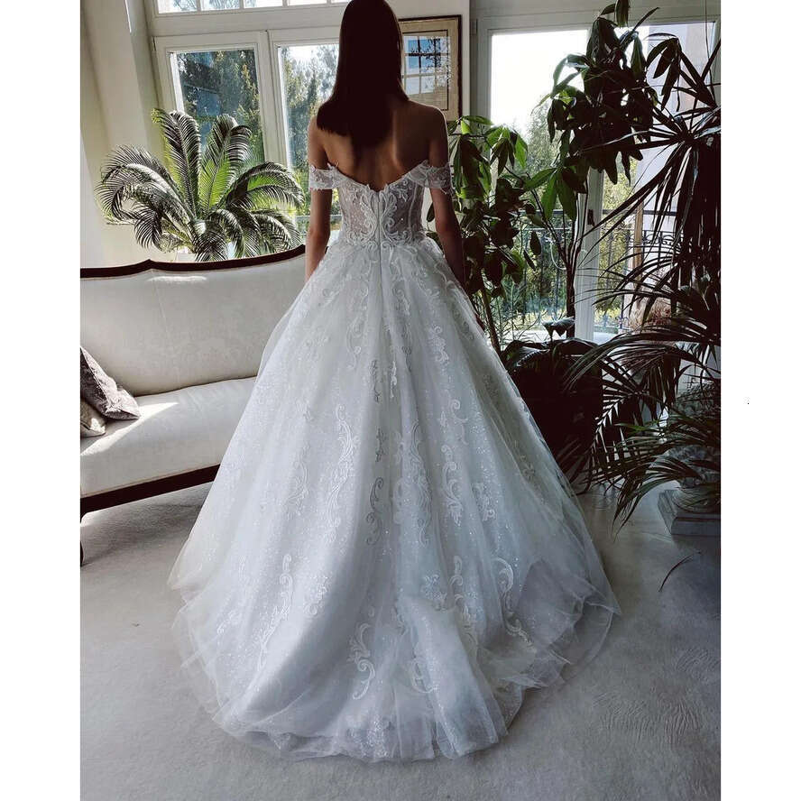 A Shoulder Elegant Off E Wedding Dresses Sexy Backless With 3D Lace Appliques Tulle Long Bridal Gowns Bc9463 ppliques