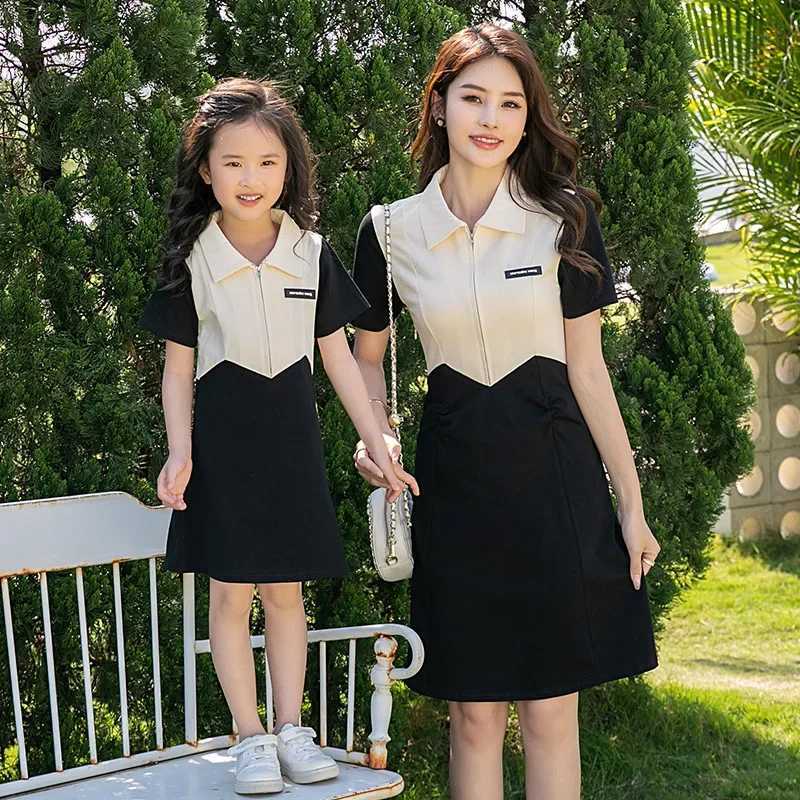 2024 Summer Matching Family Clothes Parent-child Outfit Mom and Daughter Dress Korean Dad and Son Tops + Shorts Two Piece SetsXJ241008