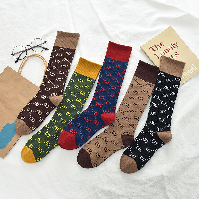 Wholesale women's socks Designer Luxury stockings quality Comfort knee leg long brand socks with letter printed 5-color socks