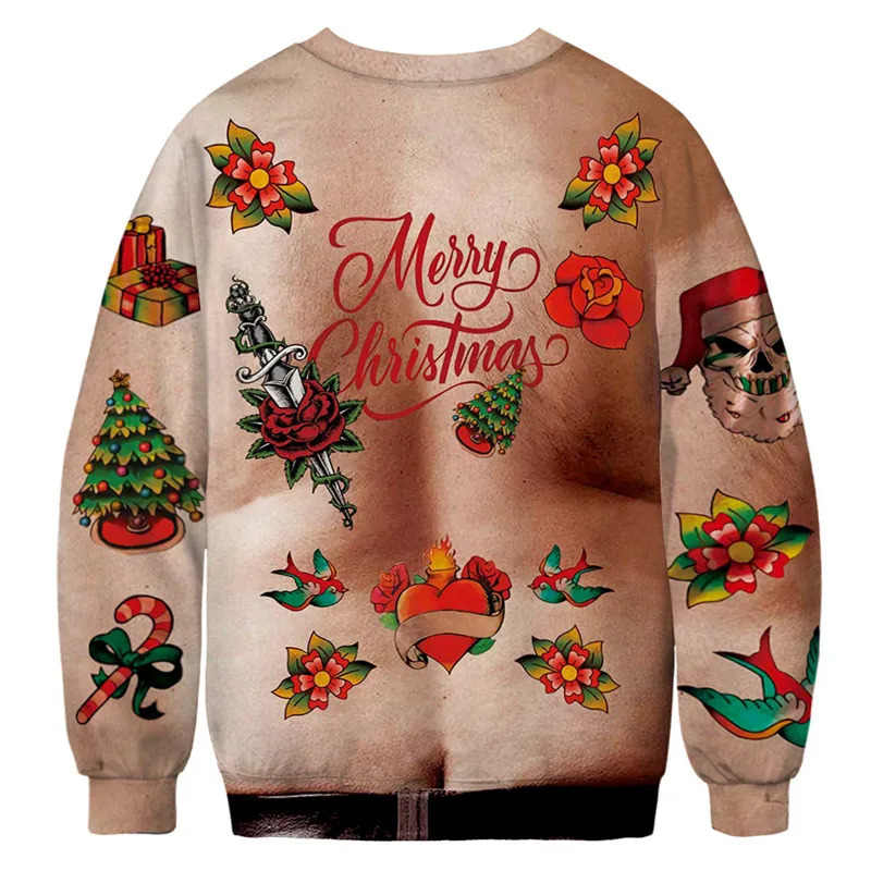 Unisex Ugly Christmas Sweater For Men Women 3D Funny Print Pullover Hoodies Sweatshirts Autumn Winter Sweaters Jumpers Tops 241022