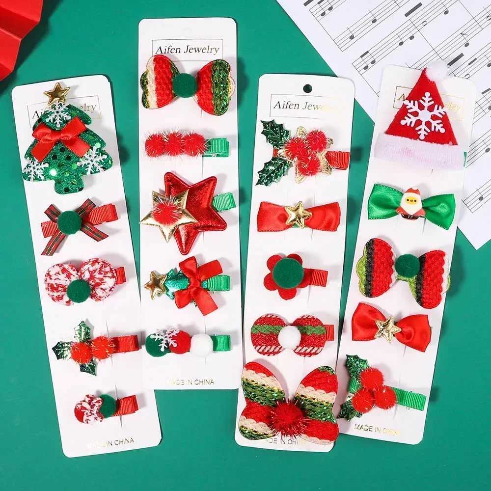 5pcs/set New Christmas Hairpin Christmas Tree Snowflake Hair Clips Party Headwear Festival Girls Baby Hair Accessories GiftsX241022