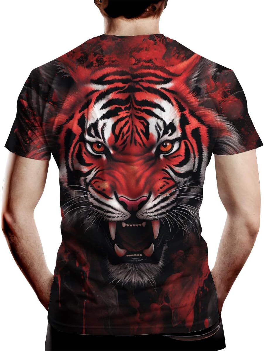 Mens T shirt Men's Tiger Pattern T-Shirt Casual Graphic Short Sleeve Shirts tee Casual tops summer clothes Fashionable and breathable