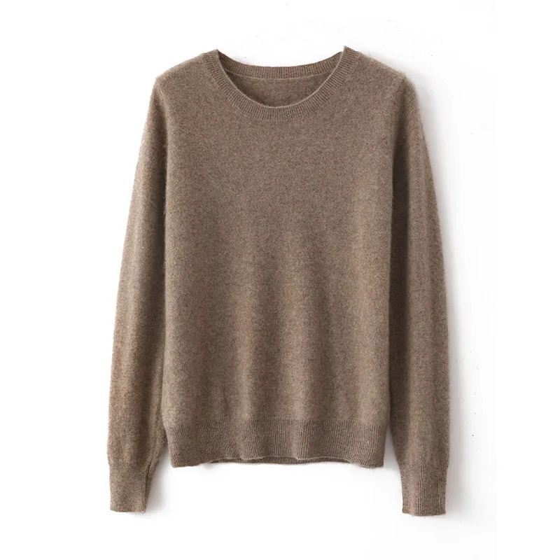 100%Merino Pure Wool Pullover Sweater For AutumnWinter Womens Round Neck Warm HighQuality Solid Color Basic Knitted Jumper Top 241021
