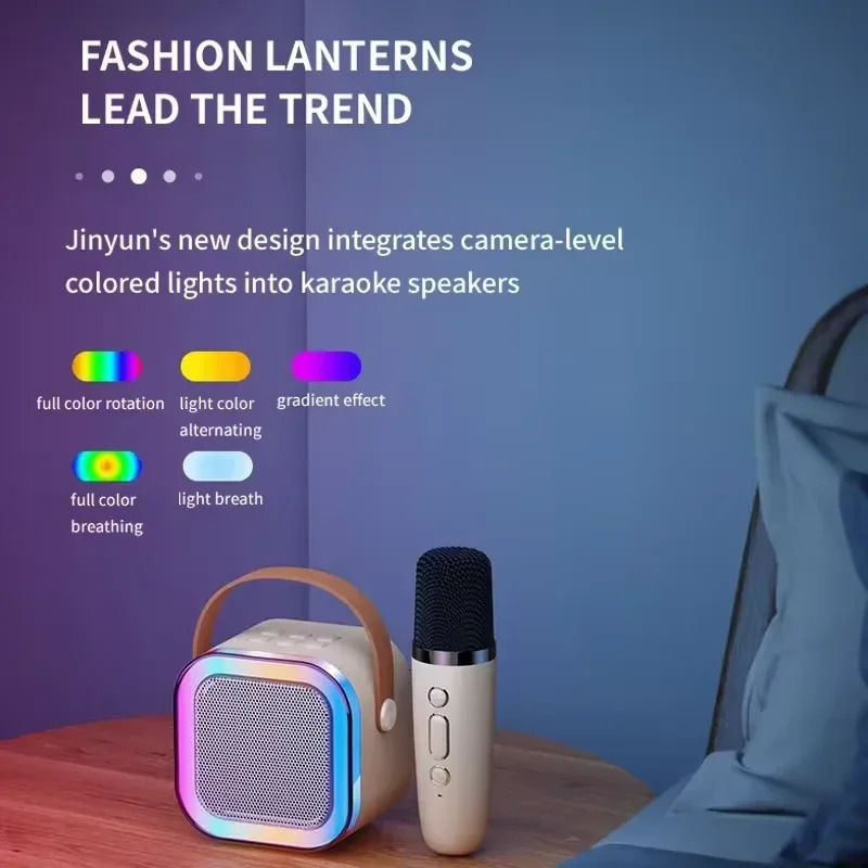 Wireless Karaoke Ser Bluetooth Microphone K12 Home KTV Machine RGB Light Portable Mini 241022