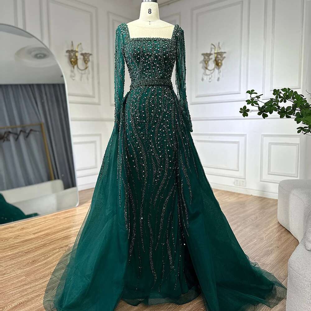 Serene Hill Arabic Green With Overskirt Mermaid Beaded Evening Dresses Gowns for Formal Ocn 2024
