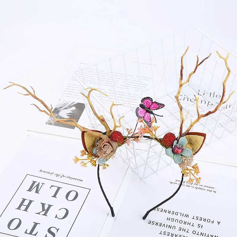 Gothic Antlers Deer Horn Christmas Headbands Cosplay Head Dress Christmas Costume Xmas Decoration Reindeer Ornaments Photo PropsX241022