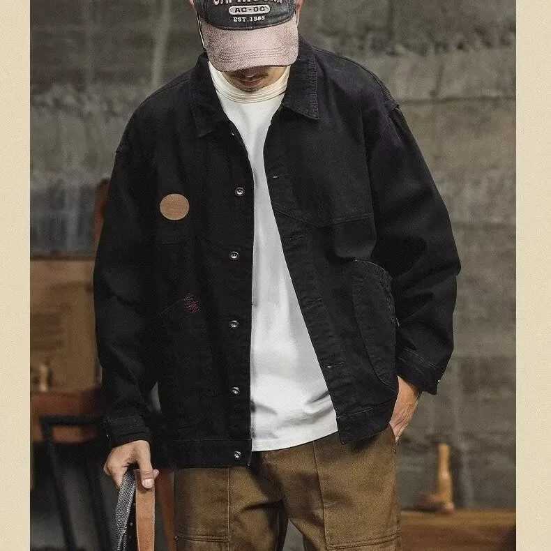 American retro product jacket mens coat spring autumn loose casual denim jacket mens fashion Y2k T-shirt X241023