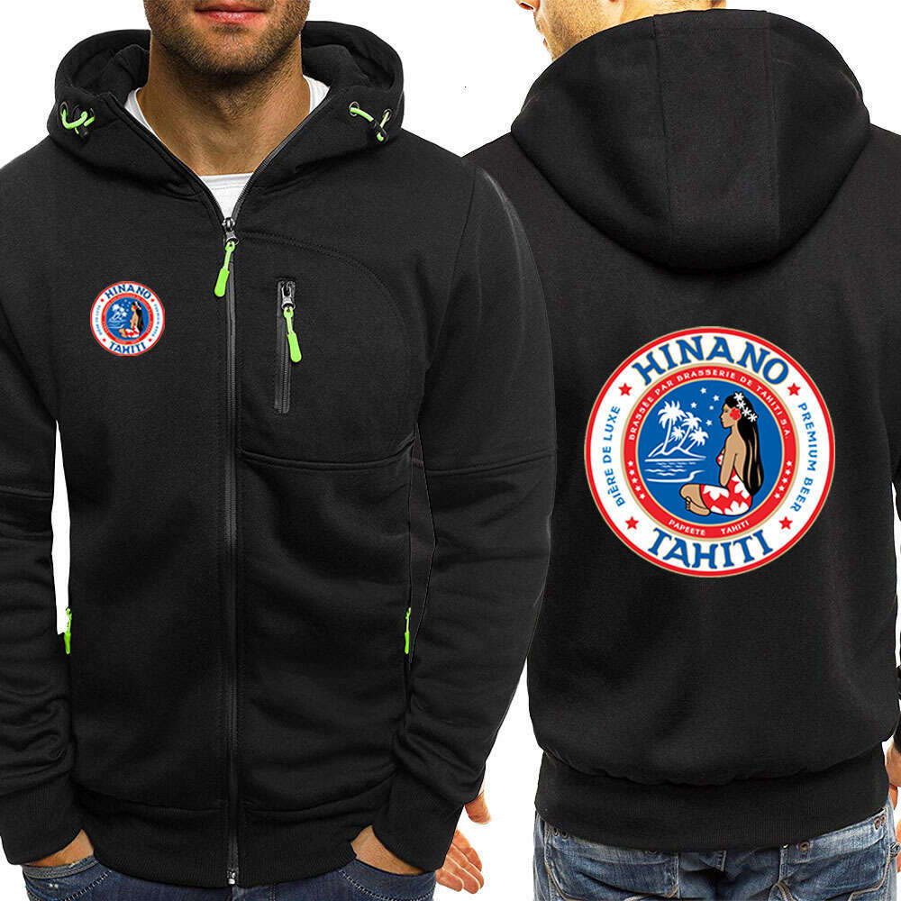 High end Autumn Spring Men s Hinano Tahiti Beer Logo Print Fashion Solid Color Trendy Hooded Sweatshirt Cardigan Comfortable Hoodies Fahion Sweathirt 
