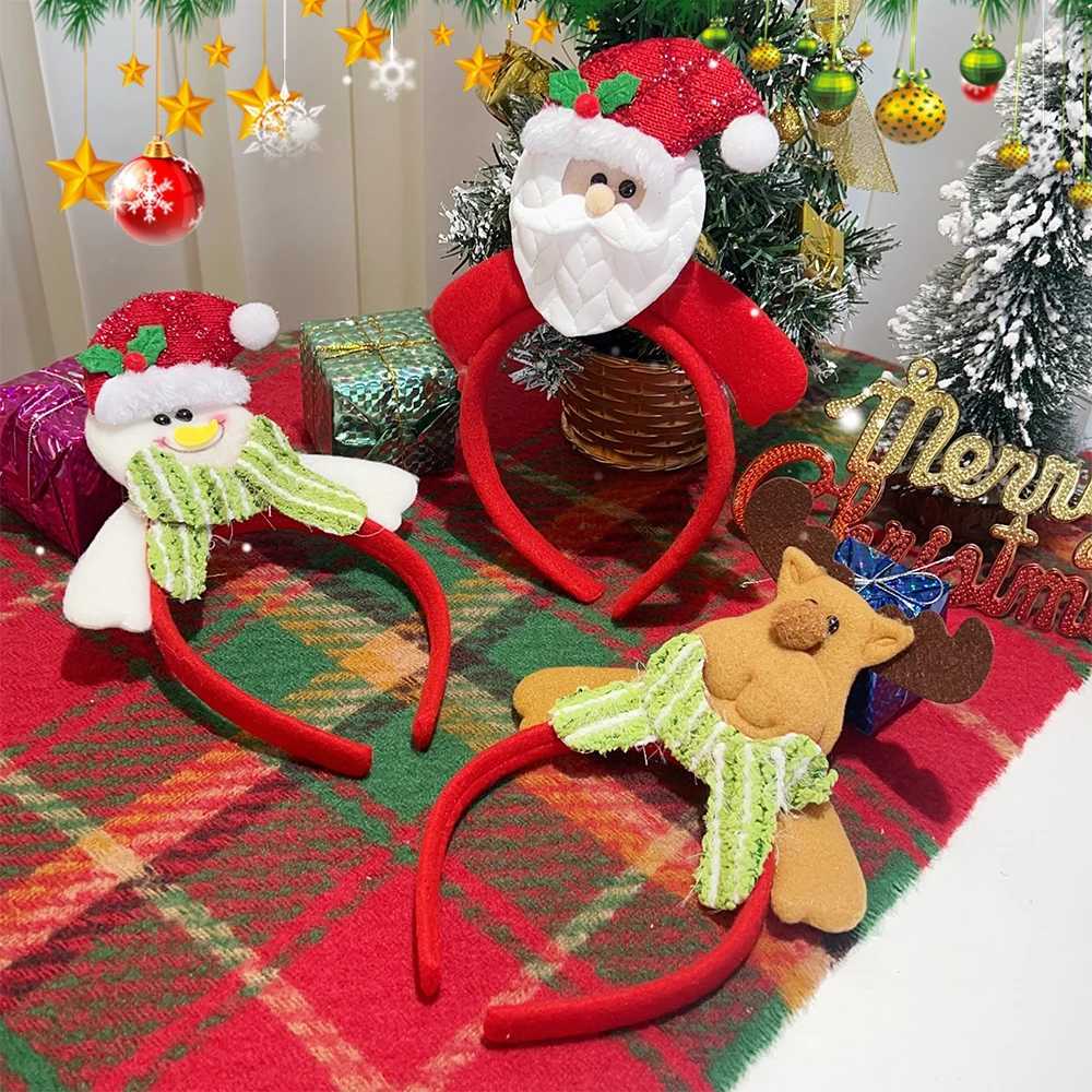 Cartoon Christmas Headband Santa Claus Snowman Elk Kids Hair Band Children Christmas Gifts Happy New Year Party Decoration PropX241021