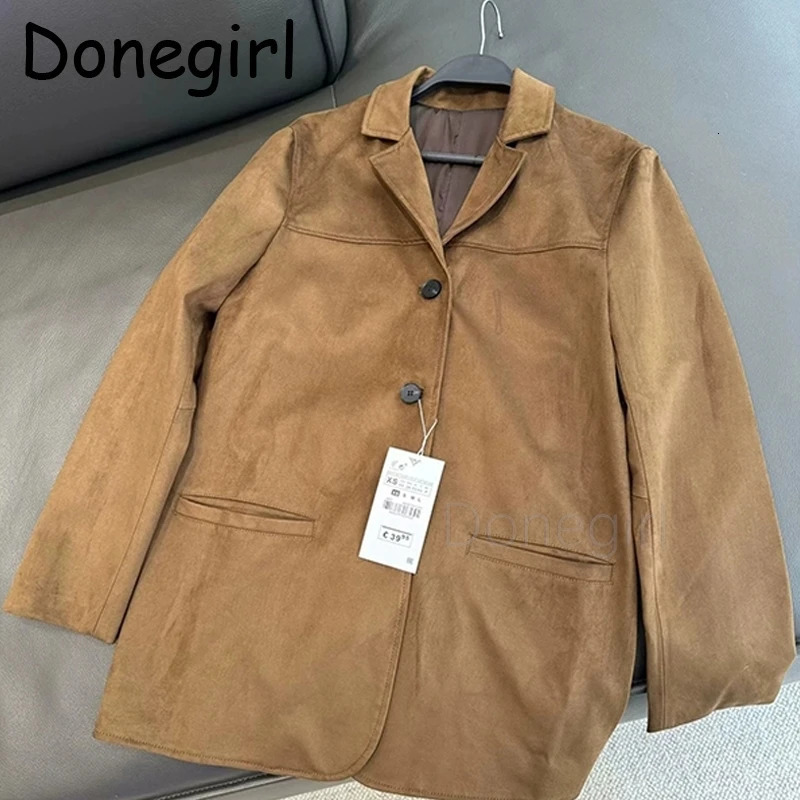 Womens sports jacket suede lapel pocket jacket womens casual single chest long sleeved jacket womens street jacket 241023