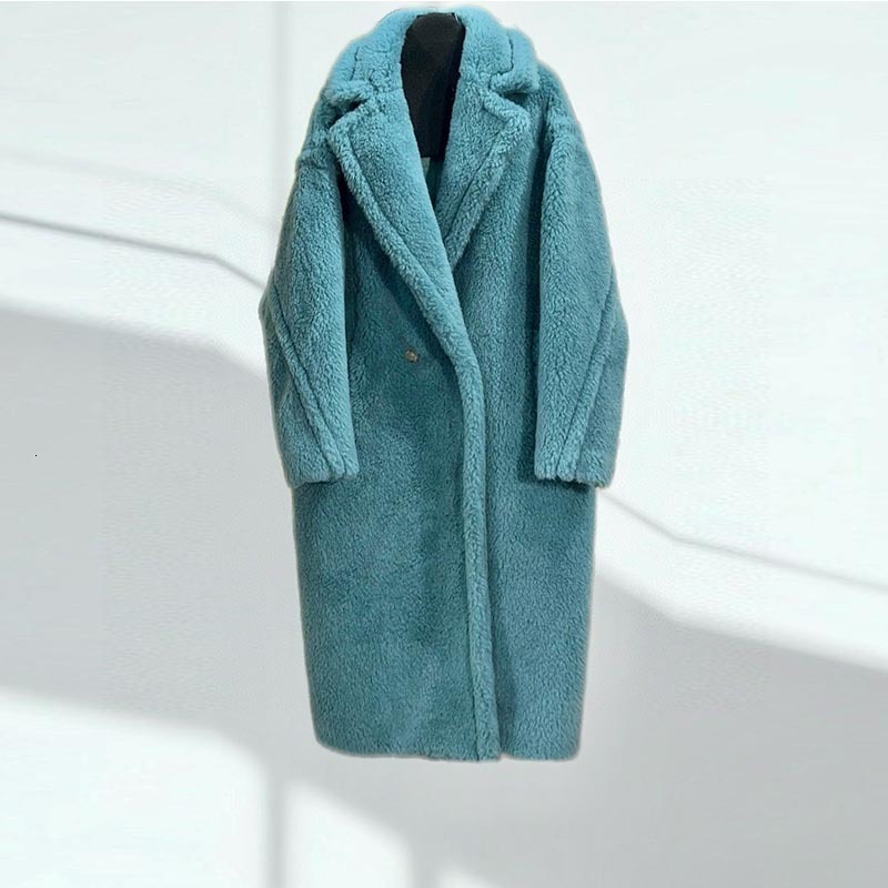 Women's Wool Blended Long Coat Designer High-quality Multi Color Lapel Collar Luxury Fashion Shoulder Down Long Sleeves Winter Warm Thick N1027