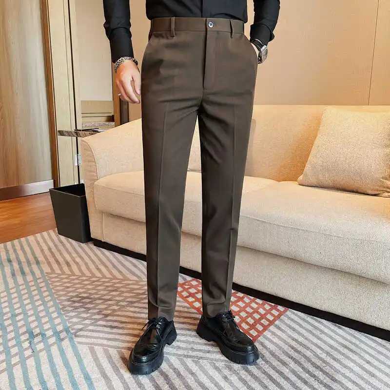 Autumn Winter Business Dress Shirts Men Slim Casual Office Social Suit Pants High-quality Wedding Party Trousers Men ClothingX241023