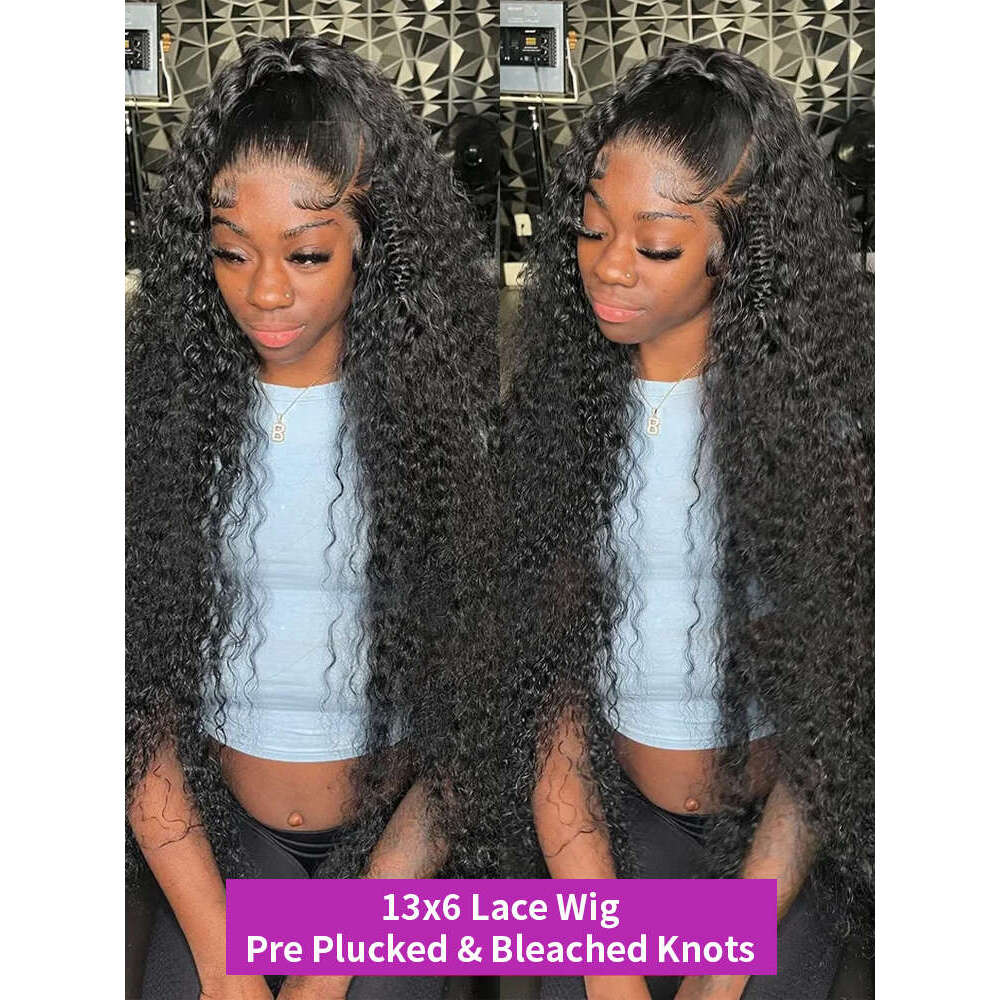 Transparent 300% Density Water Culry 360 Full Lace Frontal Wig Human Hair 40Inch Deep Wave 13x4 13x6 Hd Lace Front Wig For Women