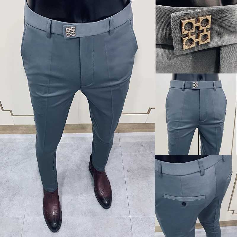 Men Suit Pants Dress Pantalone Hombre Stretch Slim Formal Trousers Cala Masculina Solid Color Casual Pants Fashion Men ClothingX241023