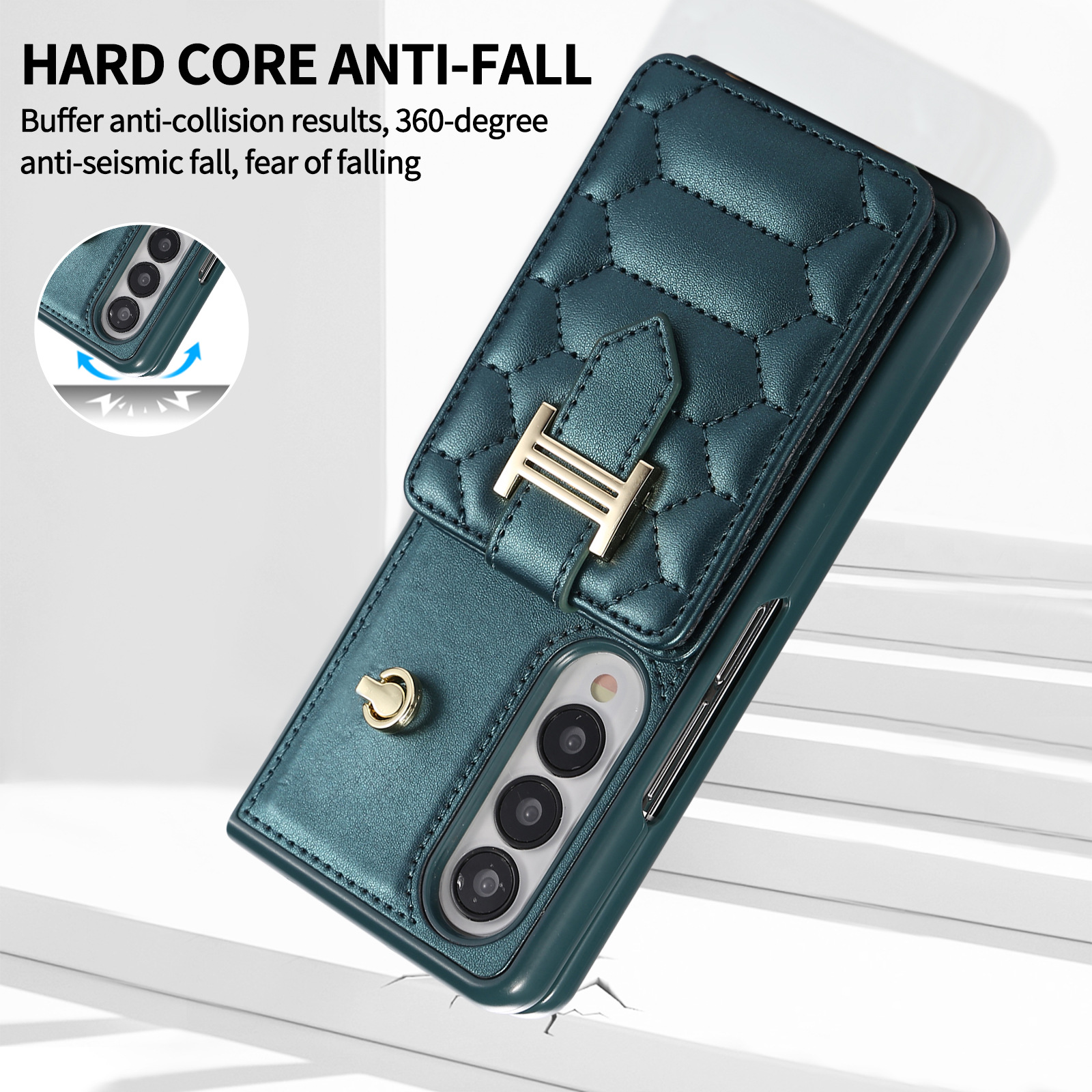 Crossbody Wallet Bag Cases for Samsung Galaxy Z Fold 6 5 4 3 Fold4 Fold5 Fold6 Folding Card Slots Holder Stand Leather Purse Phone Cover With Wrist/ S