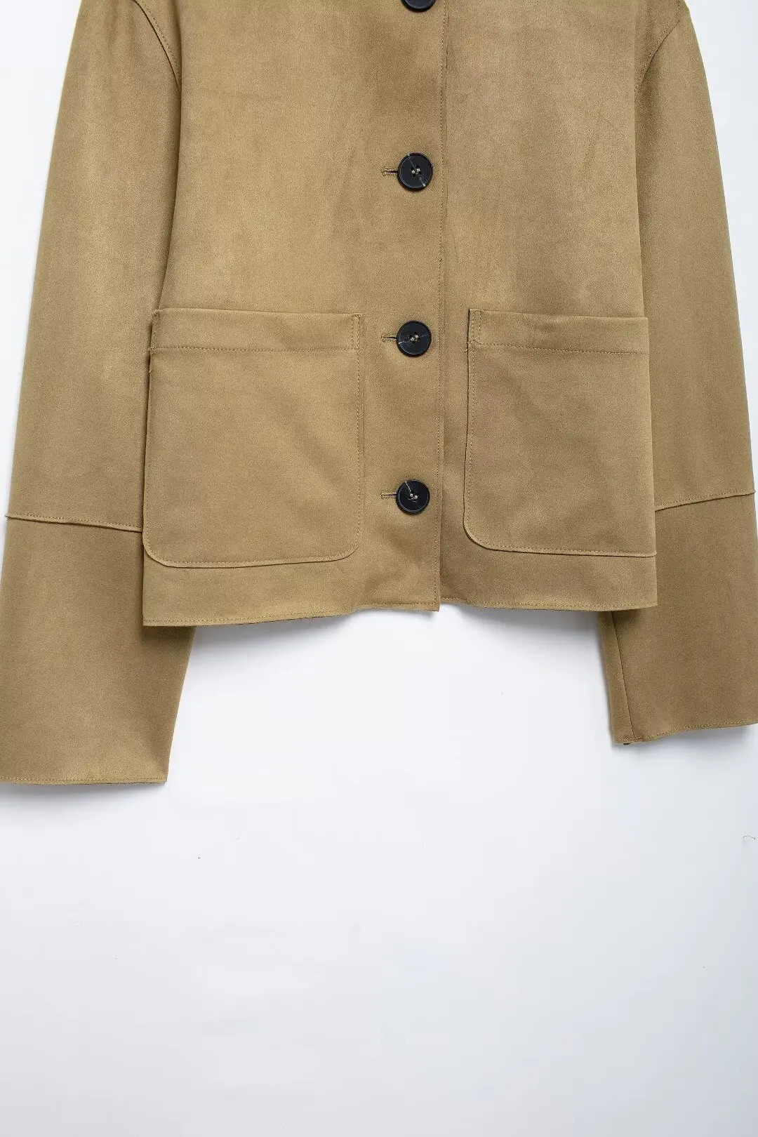 TRAF Suede Jacket Womens Autumn Button Jacket Womens Long Sleeve Oversized Jacket Womens Street Clothing Casual Coat Womens 241023