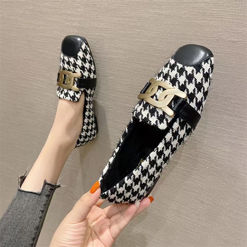 New brand flats chains d5dea metal shoes woman leather patchwork mules espadrilles women square toe leopard loafers plus