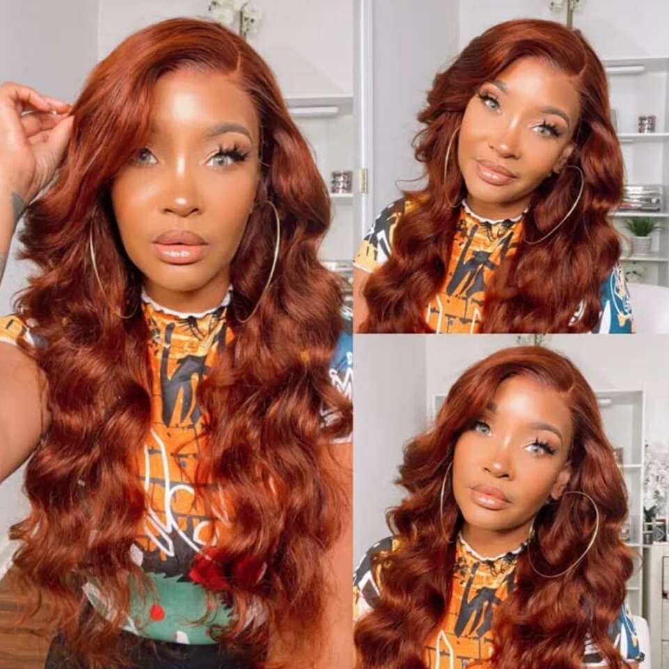 360 Full Reddish Brown Front 250 13x4 13x6 Hd Lace Frontal Wig Body Wave Human Hair Wigs For Women