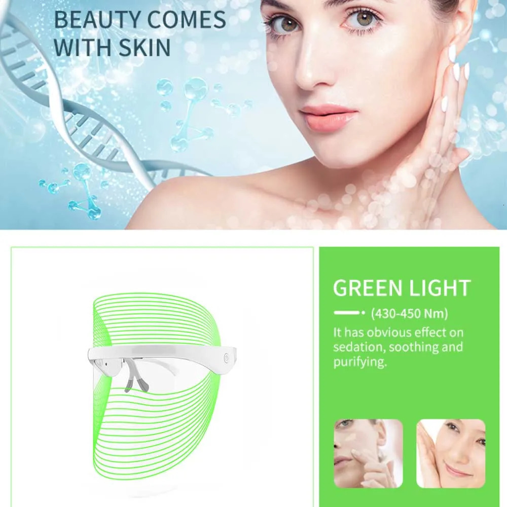 Rechargeable 7-color LED light treatment beauty device Red light treatment skin care LED mask household beauty device 241010