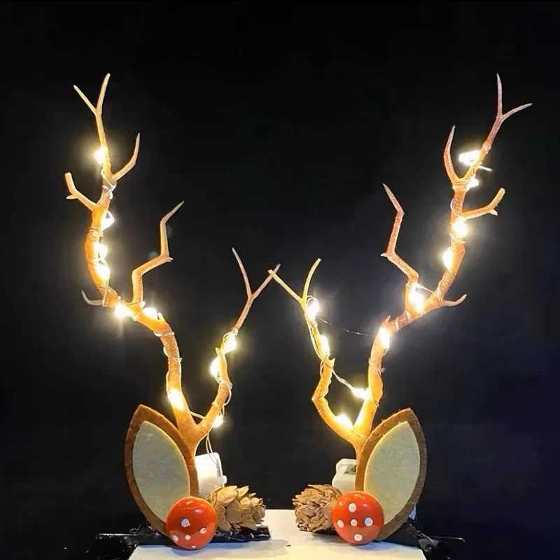 Colorful Light Antler Hair Clip Fashion Ears Christmas Hair Clip Accessories Antler Headband Headdress Headwear with LED LightX241021