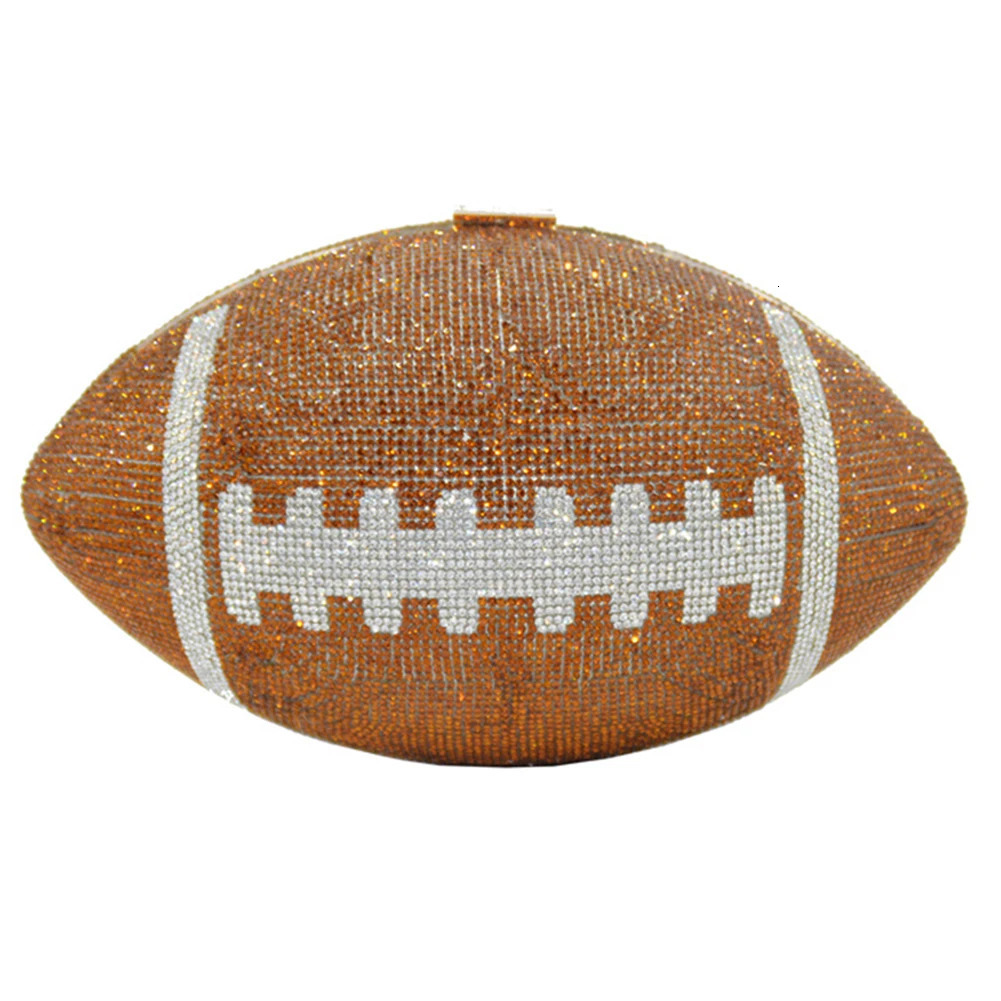 Football shaped shiny wallet with creative rhinestone sparkling diamond wallet fashionable shoulder bag with shoulder chain fashionable handbag 241023