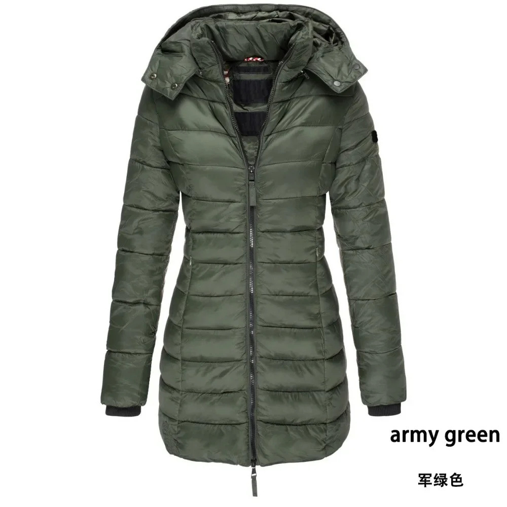 winter BC high set light goose down jacket thickened medium long womens hooded slim for women 241017