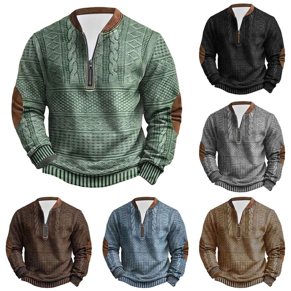 Oversize Trendy Sweatshirts For Man Outdoor Casual Long Sleeve Hoodless Pullover With Standing Collar Youth Men s Winter Sweater
