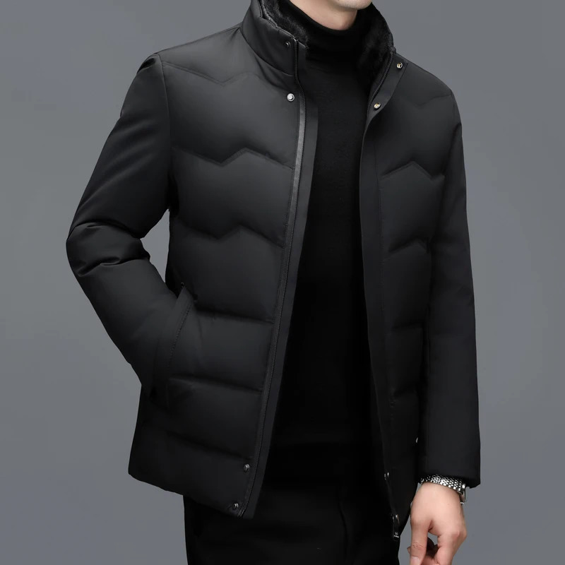 YX-2611 Mens White Duck Down Jacket Winter Thick Jacket Fur Integrated Collar Detachable Casual Business Warm Jacket 241022