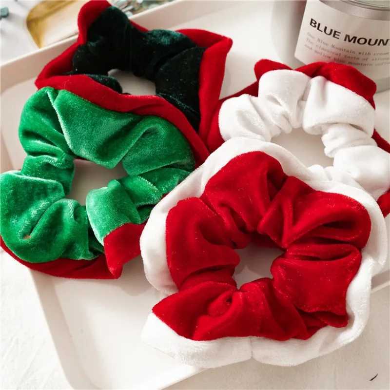 Muweordy Christmas Style Scrunchies Fashion Vintage Simple Hair Accessories Rubber Band Hair Band Red Green Hair Ring for WomenX241021