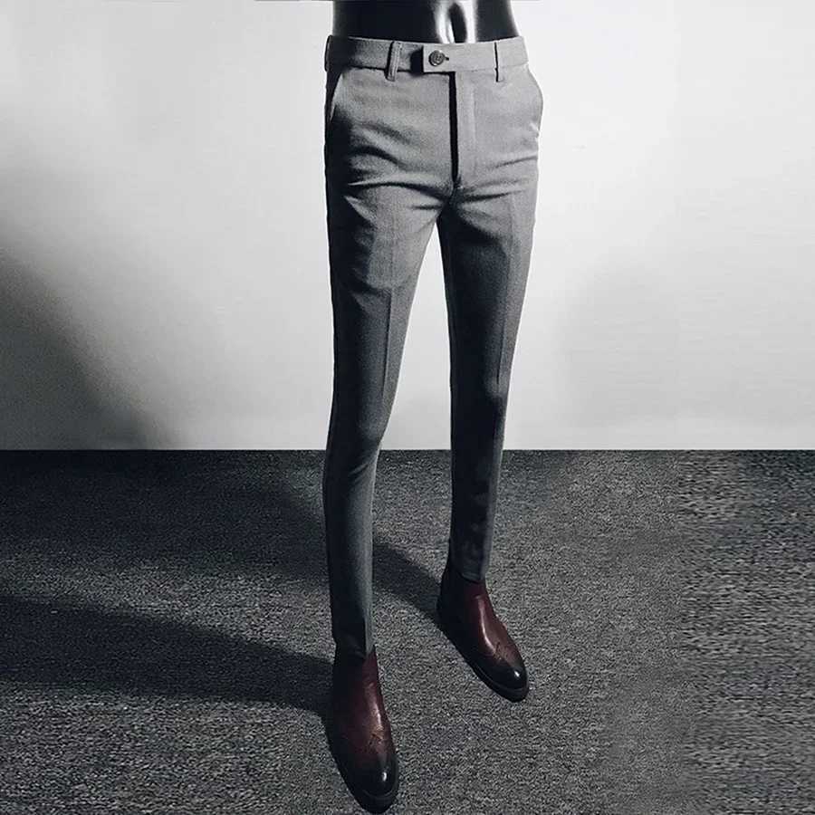 Mens Casual Stretch Pants New Slim Business Formal Office Versatile Interview For Solid Color Daily Wear Hot Selling ShortsX241023