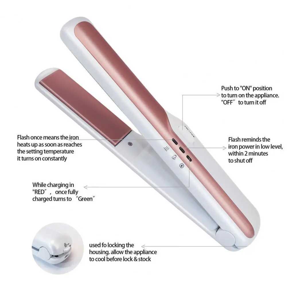 New Arrival Infrared hair straightener portable fast heating dual-use tourmaline ceramic wireless hair straightener Z241022