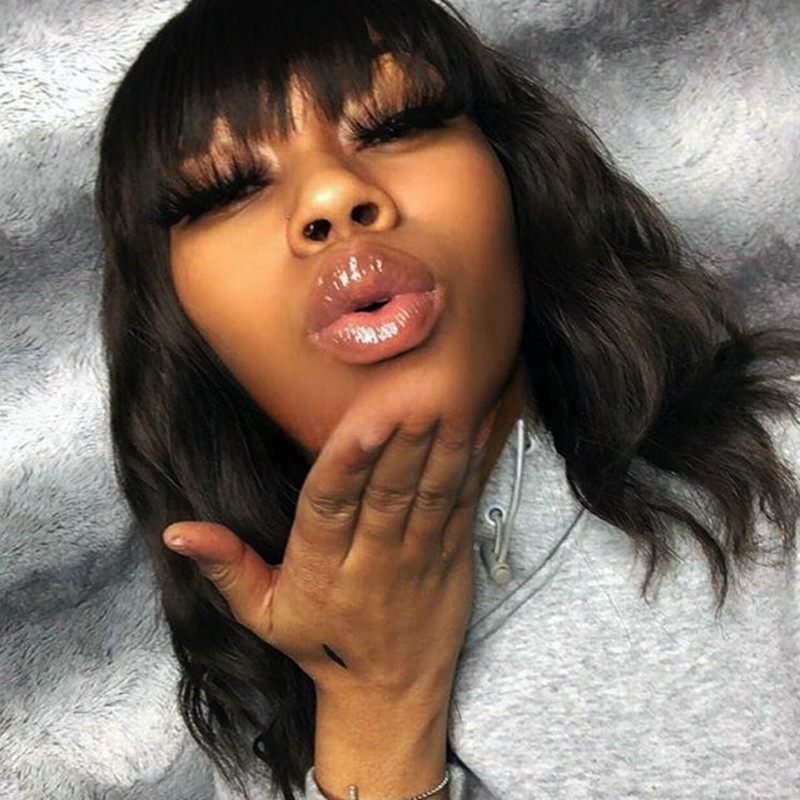 African wig for women with small curly hair, fluffy and natural black medium-length hair, chemical fiber wig