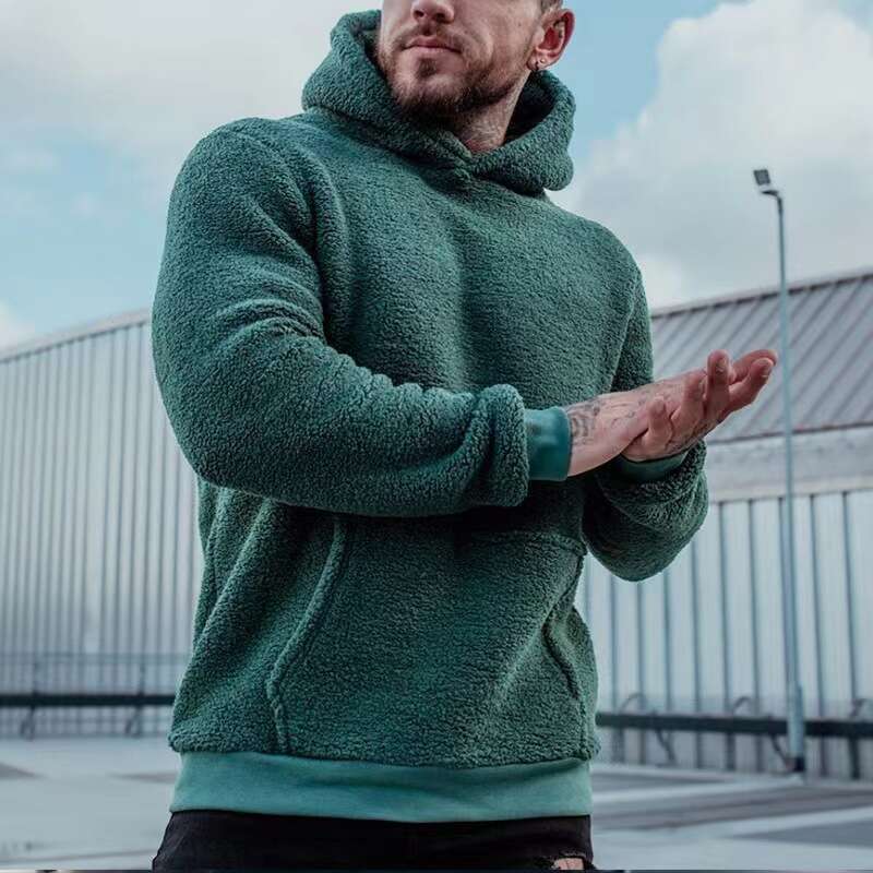 High end O Men neck Plush Hoodies Soft Solid Letter Print Male Casual Basic Flannel Warm Comfort Vintage Clothing For Man Sweatshirts