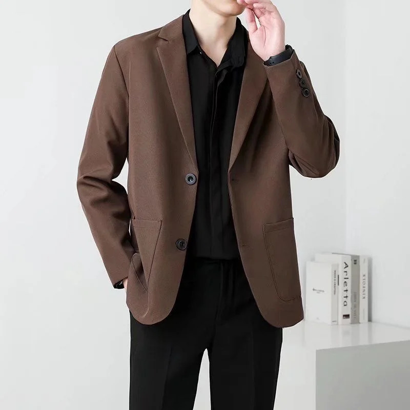 Spring Brown Black Blazer Mens Slimming Fashion Mens Dress Jacket Business Formal Jacket Mens Office Set Jacket S-3XL 241023
