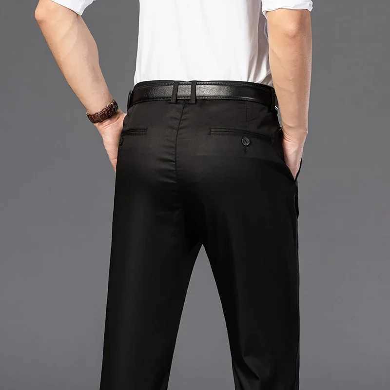 Big Size 29-42 Summer 2021 Wrinkle-Resistant Black Suit Pants Mens Clothing Baggy Double Pleated Classic Dress Pants TrousersX241023