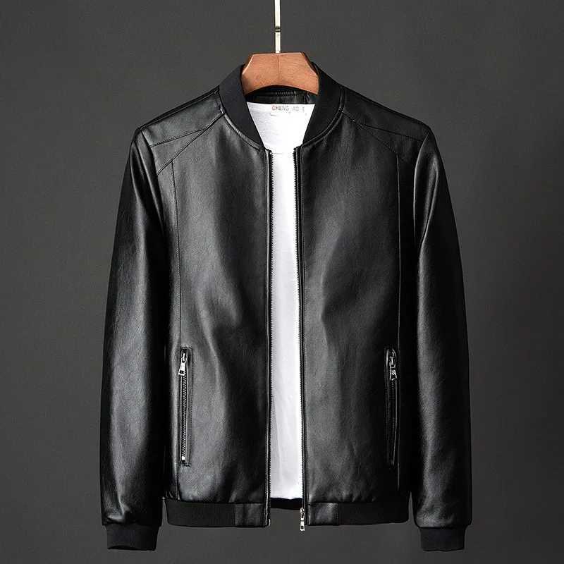 Plus Size 8XL 7XL Winter Leather Jacket Mens Bomber Motorcycle PU Jacket Leather Cover Retro Black Pocket Zipper Jacket X241023