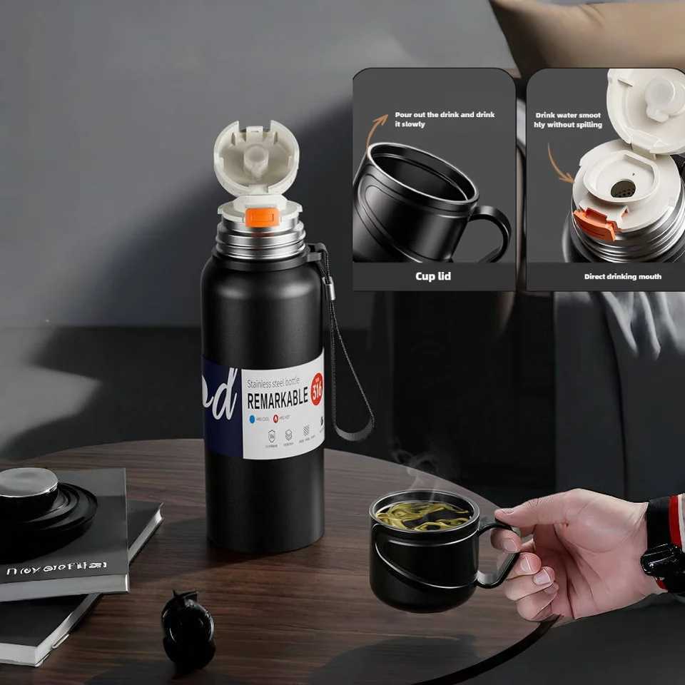 2L stainless steel hot water bottle large capacity hot water bottle hot and cold hot cup vacuum coating Z241022