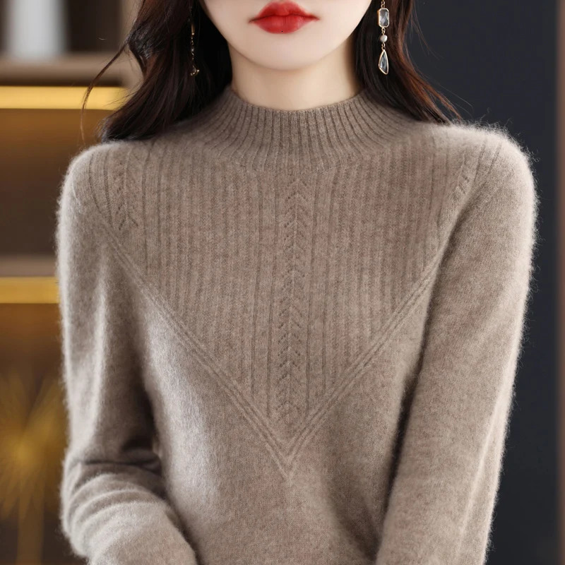 100% merino sweater womens turtleneck pullover loose knit bottoming shirt autumn and winter long sleeve cashmere top 241021