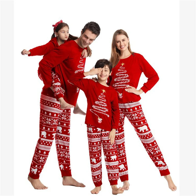 Family Matching Pajamas Christmas Parent Child Cotton Set Spring and Autumn Father Son Cartoon Top Trouser Set 241022
