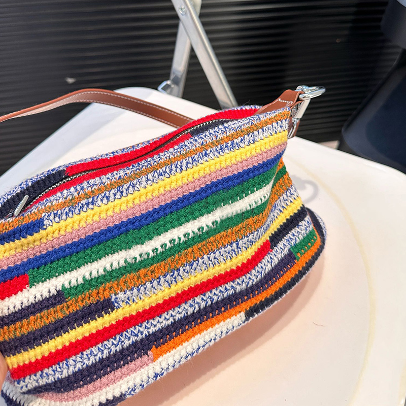 Weave Hobo Strap Tote Designer Purses Handbag Rainbow Crochet Knitting Shoulder Underarm Purse Summer Beach Bag Weekend Travel Crossbody Pouch Suotong