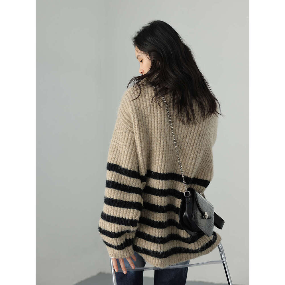 CHIC VEN Women's Sweaters Turtleneck Zipper Contrast Stripe Jumpers Thickened Pullovers Warm Female Coat Autumn Winter 2022