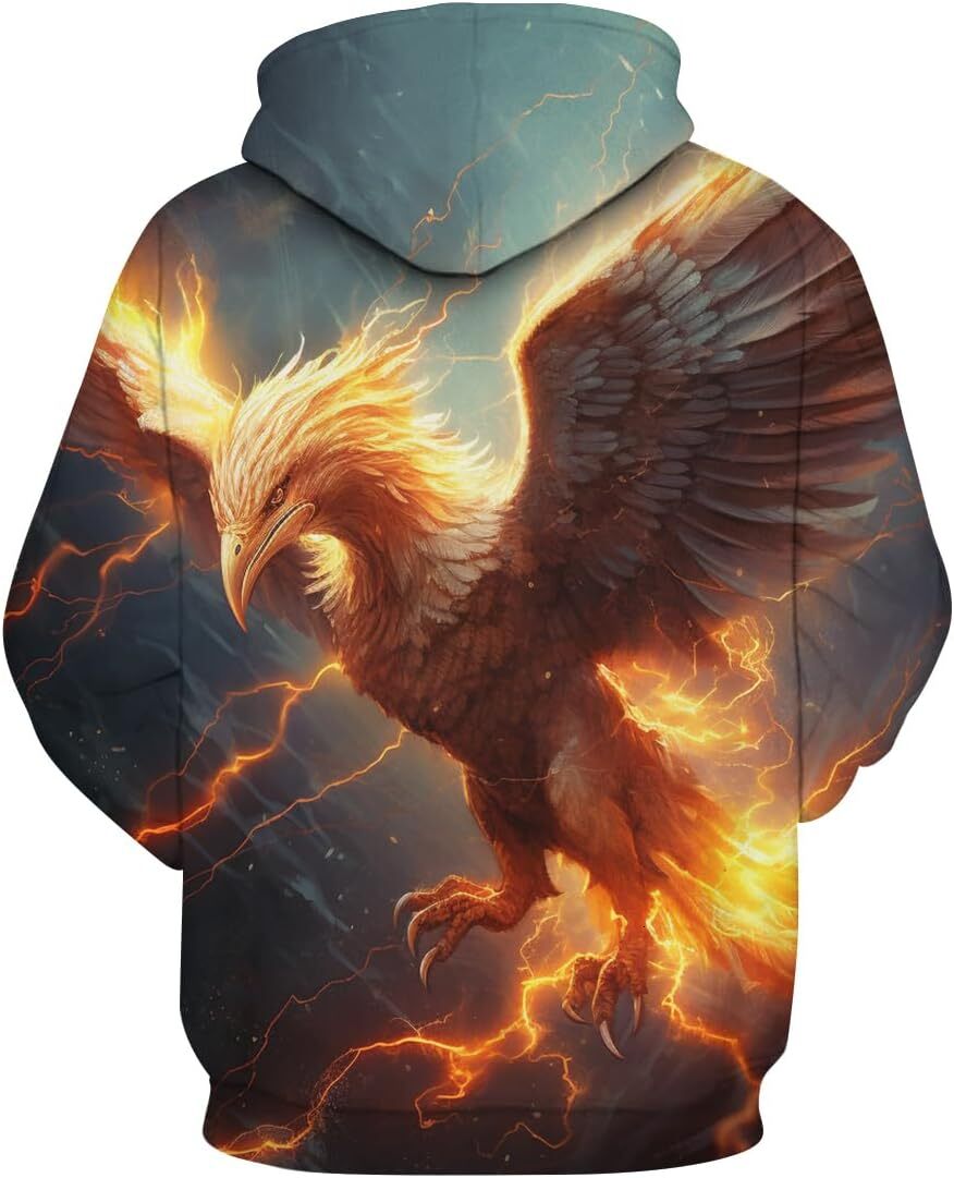 Hoodie for Mens Womens Novelty Tie Dye Pullover Hoodies For Men Women Phoenix Pattern Sweatshirt Hooded Graphic Hoodies sweatshirt Trendy Warmth