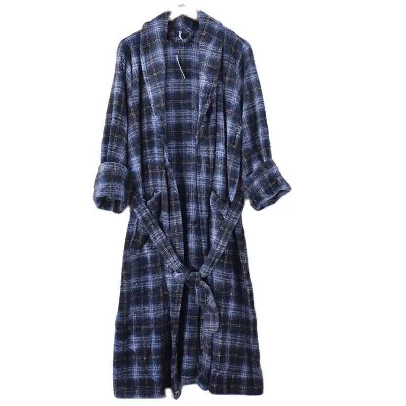 Mens sleepwear autumn long Sve thin coral velvet robe flat bottomed bathroom casual night light W241023