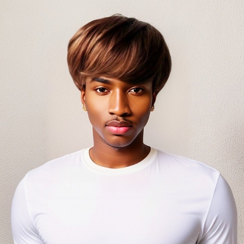 Hot selling side bangs wig silk machine-made full-length synthetic fiber wig headpiece