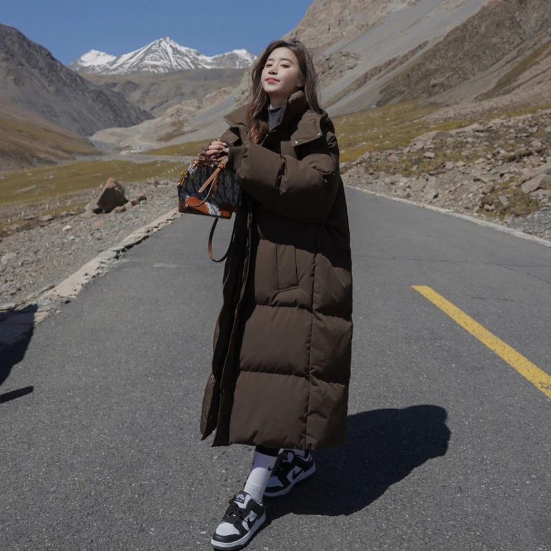 AOSSVIAO 2024 Down Coats New Long-Style Cotton Dress Version Large Size Korean Fashion Jackets Winter Heat Parka Feminina