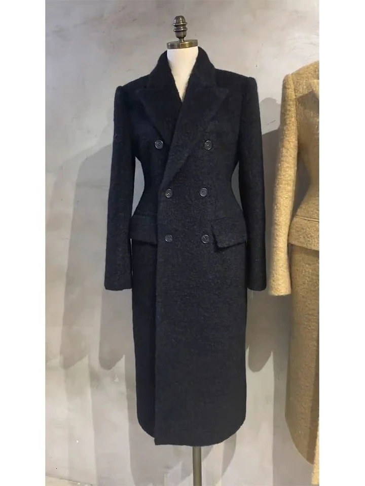 Korean Fashion Autumn Womens Jacket Long Wool Coat Womens Elegant Set High Elegant Coat Wool Coat 241023