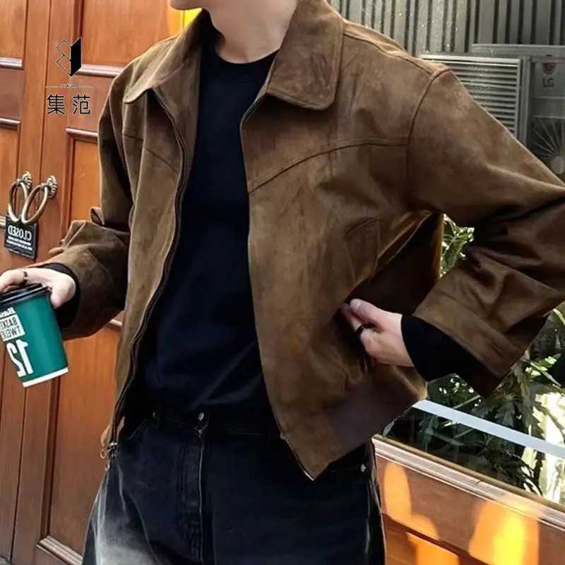 Elegant and fashionable Harajuku slim fit jacket with solid zipper pockets cardigan with long sleeves casual full matching Ropa Hombre X241023