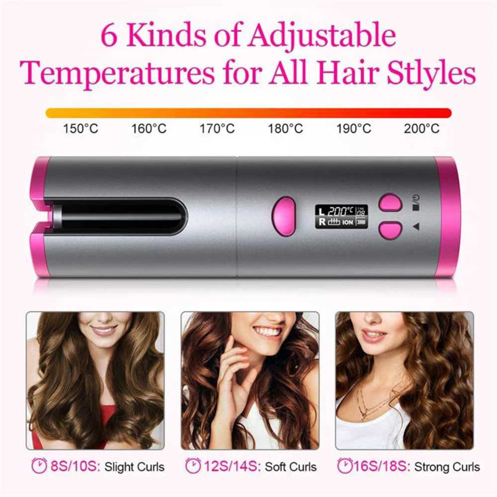 Curler Set Cordless Automatic Rotating Curler Iron LED Display Temperature Adjustable Styling Tool Wave Styling M250425